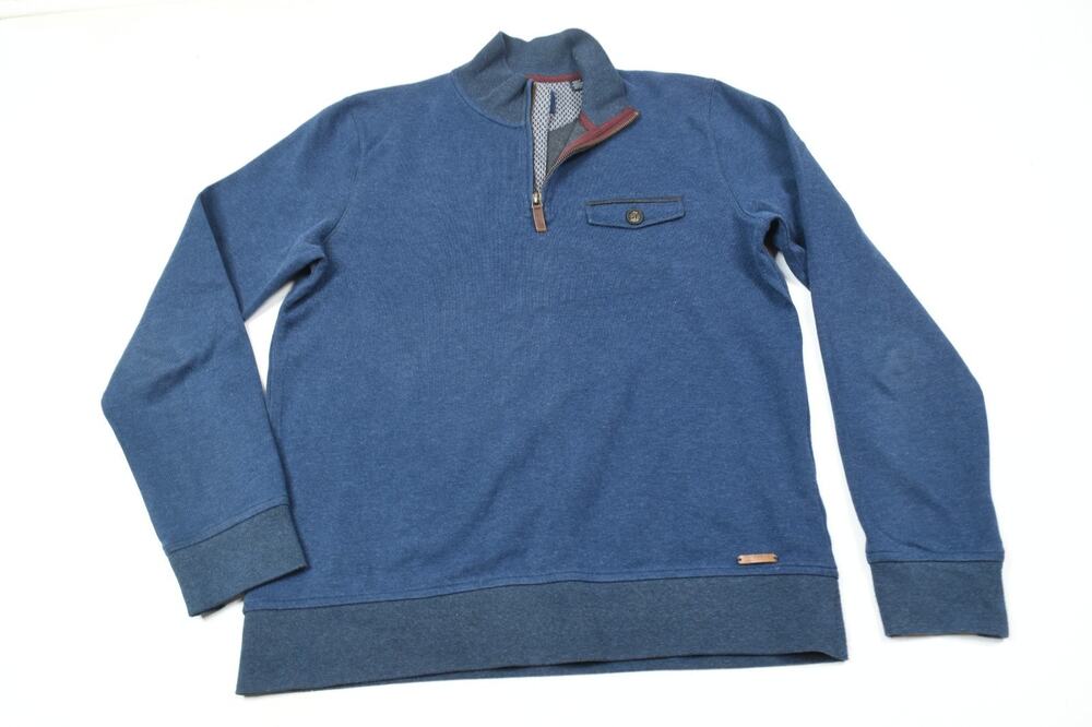 Ted Baker London 1/4 Zip Sweater Mens 4 Blue Long Sleeve Pullover Regular Fit